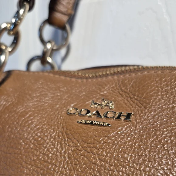 Coach Brown Pebbled Leather Kelsey Shoulder Bag - Picture 4 of 16